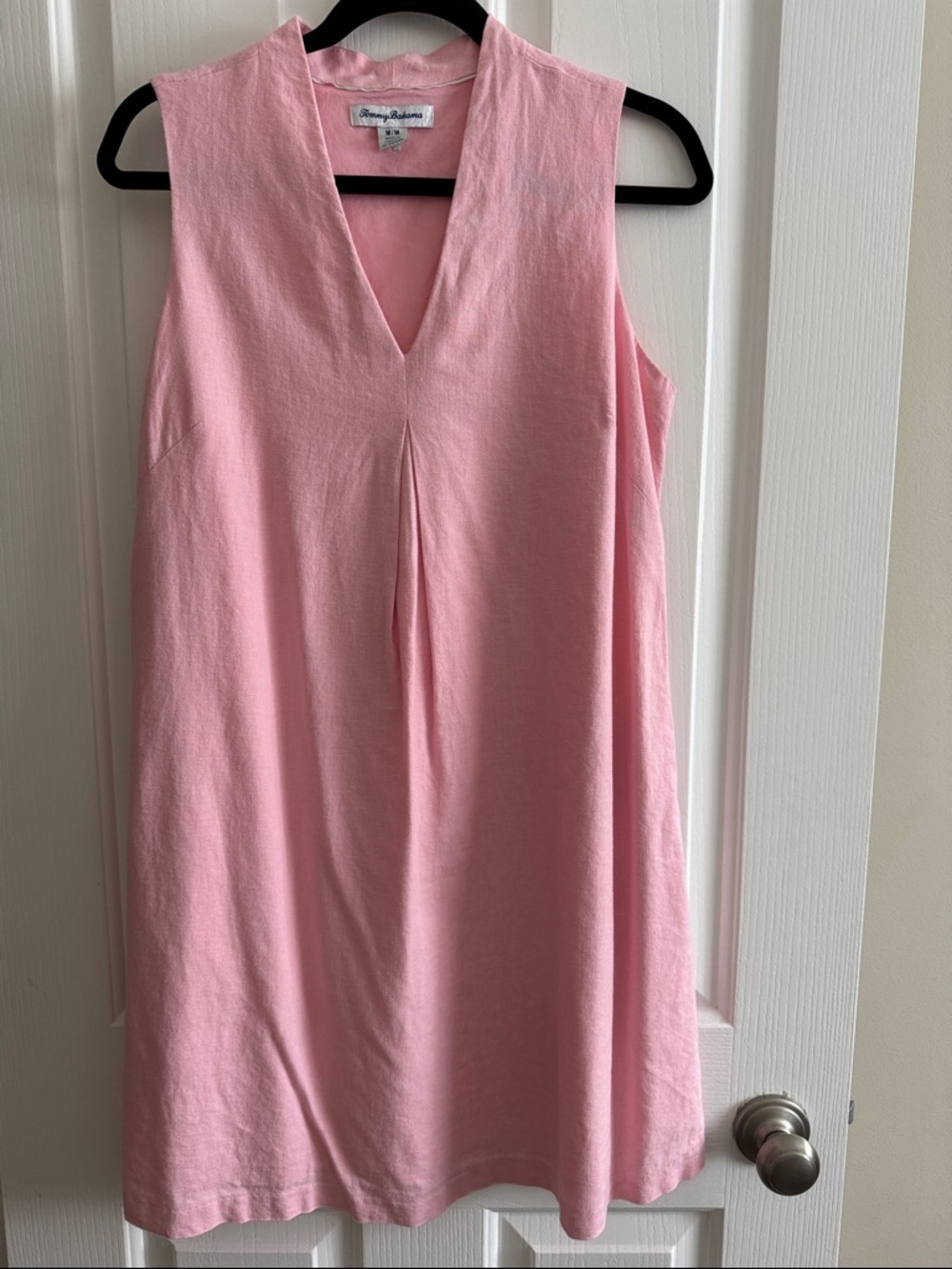 Tommy Bahama Light Pink Sleeveless V-Neck Shift Dress, lined, pockets, nwot